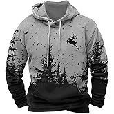 Christmas Sweatshirt Mens Long Sleeve Graphic Hoodies Trendy Casual Oversized Santa Claus Printed Christmas Pullover Tops