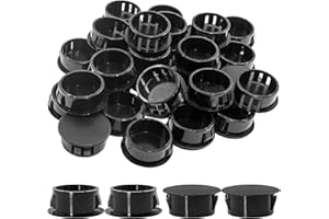 Murtenze 30 Pcs 19mm (3/4") Black Hole Plugs, Plastic Flush Type Panel Fastener Covers, Round Plastic Snap in Locking Tubing Plugs for Kitchen Cabinet Furniture