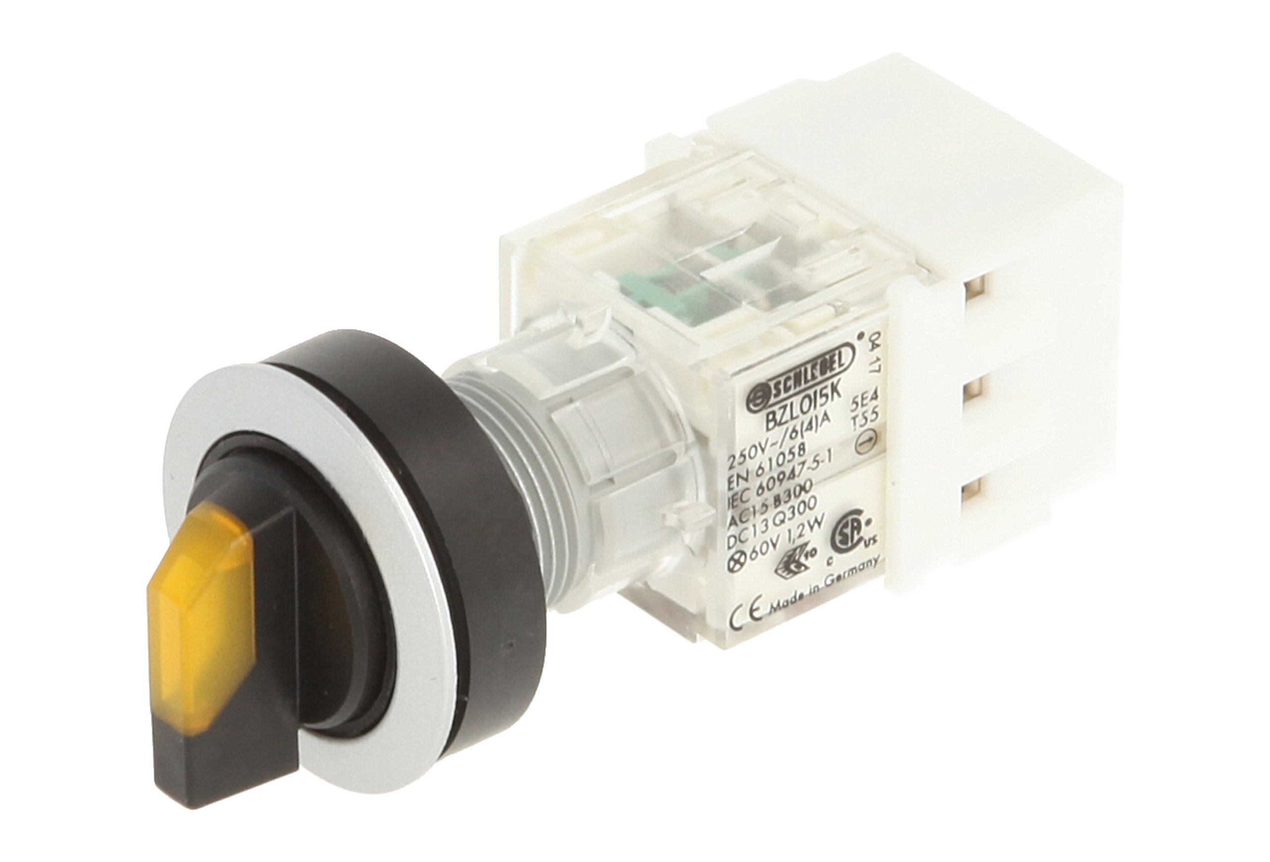 Club 23.001.172 Light Switch, Latching, 2 Positions Momentary Contact Sensor LED Lamp Holder t5,5 K 1 Closer + 1 opener 24 V, SCREW, YELLOW/SILVER (Pack of 2)