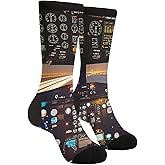 YISHOW Airplanes Men's Unisex Novelty Crew Socks Funny Crazy Dress Socks