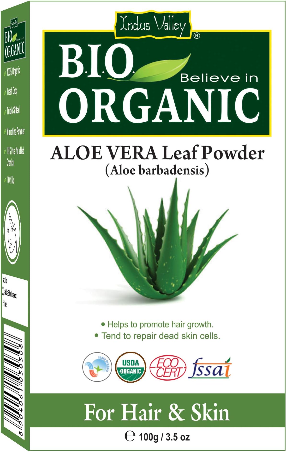 Indus Valley BIO Organic Aloe Vera Leaf Powder For Hair Care and Skin Care