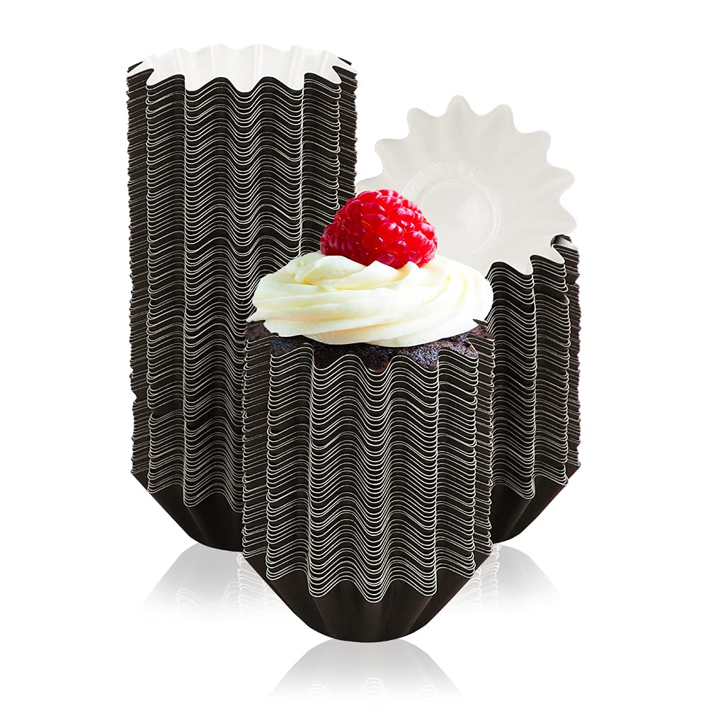 Photo 1 of 200 PCS Cupcake Liners TIE-DailyNec Flared Muffin Baking Cups Holder Greaseproof Coated Cake Cups, Food Grade Safe Brioche Wrappers for Birthday Party Wedding Anniversary (Brown)