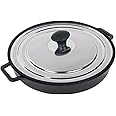 MasterPan Non-Stick Stovetop Oven Grill Pan with Heat-in Steam-Out Lid, nonstick cookware, 12", Black,