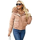 MODERN BUBBLE Winter Coats for Women Thickened Puffer Jacket with Detachable Fur Hood Winter Warm Parka Puffer Coat