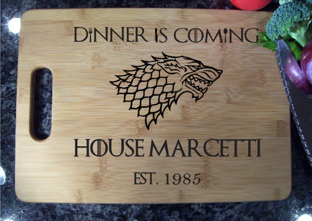 Personalized Game of Thrones Cutting Board 10x14 Eat, Dinner Is Coming