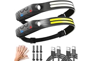 Headlamp Rechargeable, 2 Pack LED Headlamp 230° Wide Beam 2000 Lumen with Motion Sensor, Super Bright IPX5 Waterproof Head La