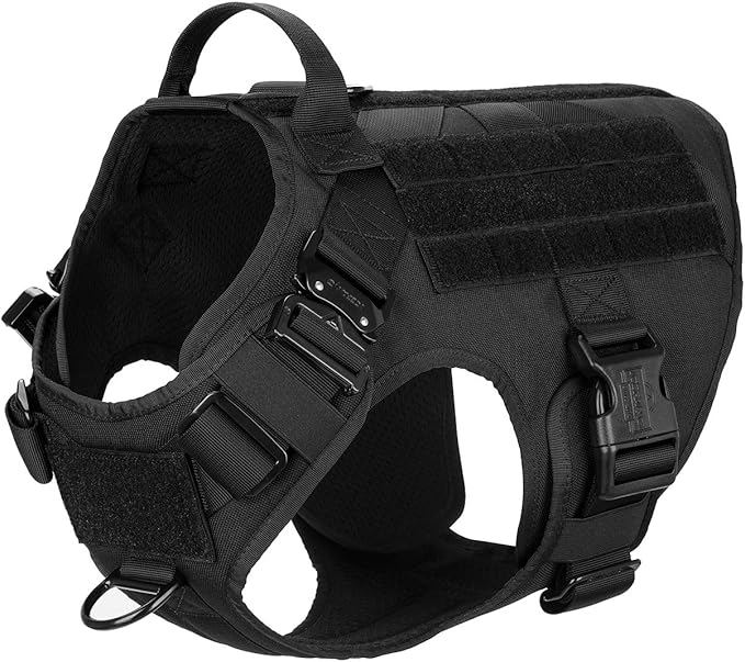 ICEFANG Tactical Dog Harness,2X Metal Buckle,Working Dog MOLLE Vest
