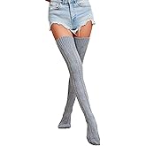 Leoparts Women's Cable Knit Thigh High Socks Extra Long Winter Warm Over Knee High Knitted Stocking Leg Warmers