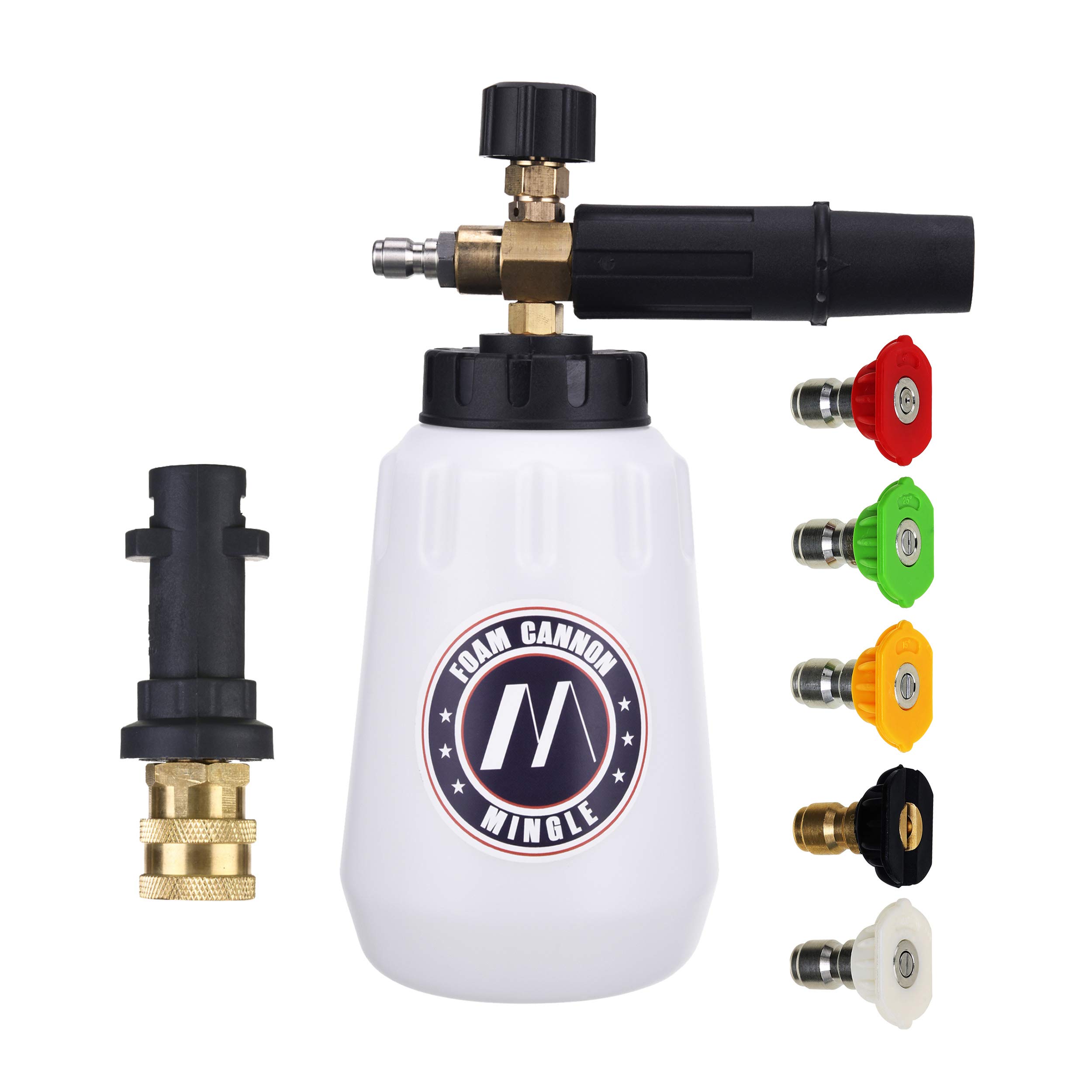 Photo 1 of M MINGLE Foam Cannon, Compatible with Karcher K2, K3, K4, K5, K6, K7 Pressure Washer, with 5 Nozzle Tips, 1/4 Inch Quick Connector