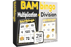 THE BAMBINO TREE Multiplication and Division Facts Bingo Game - 3rd 4th & 5th Grade Educational Math Learning for Classroom & Homeschool
