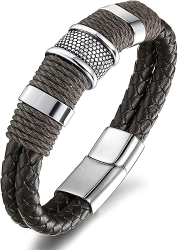 bracelet cuir argent homme