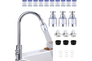 SOEKAVIA Water Filter for Sink, 360 Rotating Faucet Filter for Home Kitchen Bathroom, Universal Water Purifier Removes Fluorine Chlorine Heavy Metals Hard Water, Easy to Install