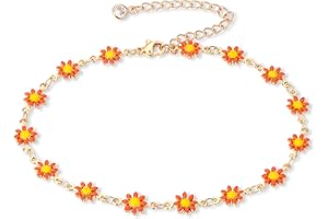 FUNEIA Gold Ankle Bracelets for Women 14K Gold Plated Anklet for Women Daisy Moon Star Evil Eye Anklet Boho Beach Foot Chain Adjustable Dainty Foot Jewelry