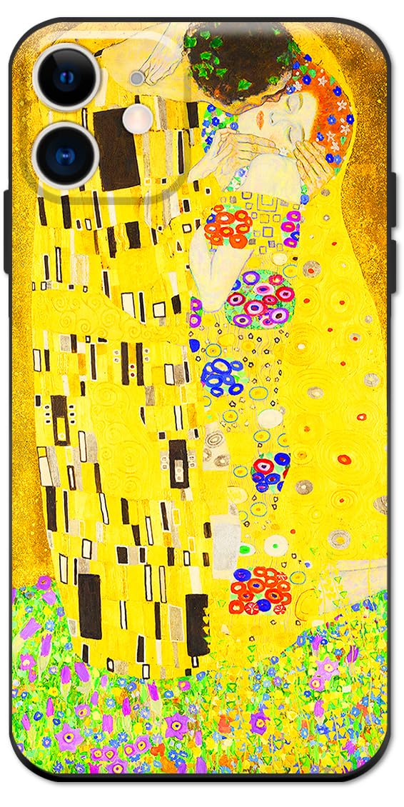 Berkin Arts Compatible with iPhone 12 Case Silicone Cover with Screen Protector Yellow Lightweight Blooming (Kiss by Gustav Klimt) — image 1
