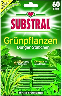 Substral Dünger-Stäbchen für Grünpflanzen mit Eisen-Plus und 2 Monate Langzeitwirkung, 60 Stück