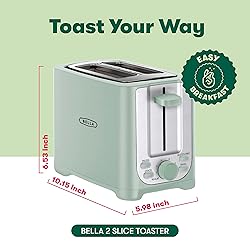 BELLA 2 Slice Toaster with Auto Shut Off - Extra