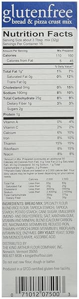 KING ARTHUR GLUTEN FREE FLOUR BREAD MIX, 18.25 OZ