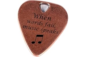 JUPPE Guitar Picks & Bass Picks, Copper Electric Guitar Pick Musician Gift For Guitarist When Words Fail Music Speaks Acoustic Guitar Accessories Gifts (Copper When Words Fail Music Speaks)