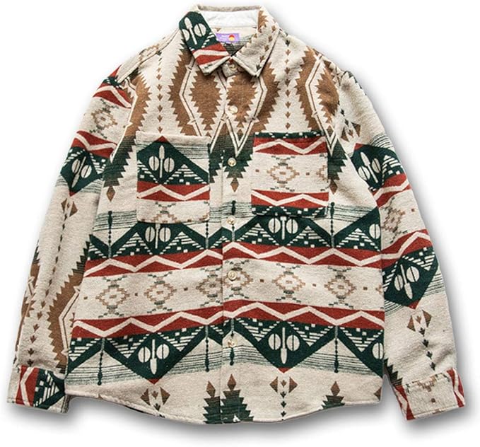 Amazon 新品 秋冬 メンズmrggr 暖か厚生地 民族ネイティブ オルテガ Mixカラー ネルシャツ ジャケット 秋冬アウター トップス コート ジャケット 通販
