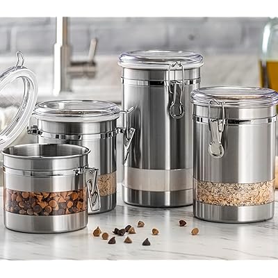 Buy Le Raze Airtight Food Storage Container For Kitchen Counter With Window Canister Set Ideal For Flour Tea Sugar Coffee Candy Cookie Jar With Clear Acrylic Lids Locking Clamp Online In Vietnam