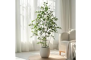 Bailikang Artificial Ficus Tree Indoor 5ft, Large Potted Faux Tree with Realistic Silk Leaves & Trunk for Home Office, Living Room Corner Decor