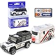 FOGULO Remote Control Car for Kids 6+, 2.4Ghz Adjustable Speed RC Cars with Car Lights, USB-C Recharging, 1:64 Scale Alloy Off-Road Toy Cars with Trailer, Festive Gift for Kids