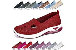 Women’s Walking Shoes, Slip On Wide Width Breathable Mesh Sneakers, Arch Support Lightweight Non Slip Work Shoes for Nurses &