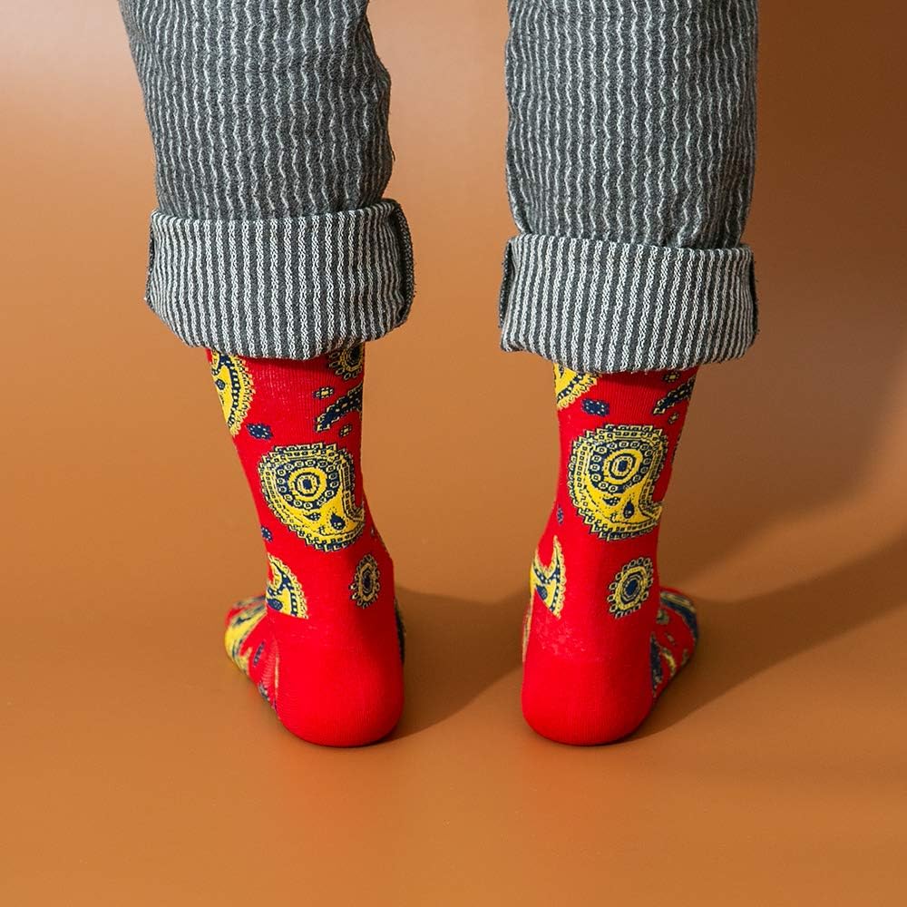 Mens Fun Dress Socks Patterned Crew Colorful Funky Fancy Novelty Funny