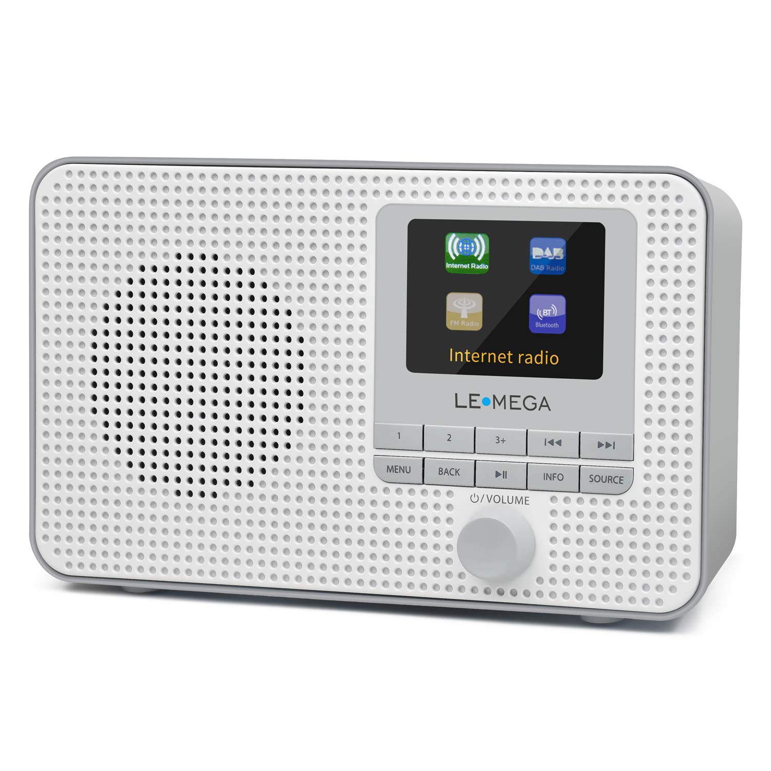 Internet Radio with DAB | Portable DAB+ Bluetooth Radio | Digital Radios Mains and Battery 12hr Play | FM,Podcast Player,Dual Alarm | 60 Presets,Headphone Jack, Colour Display | LEMEGA IR1 Grey