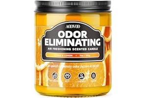 AOOVOO Citrus Lemon Odor Eliminating Highly Fragranced Candle - Eliminates 95% of Pet, Smoke, Food, and Other Smells Quickly, Air Freshing Soy Candle, 9 oz Up to 50 Hours Burn time