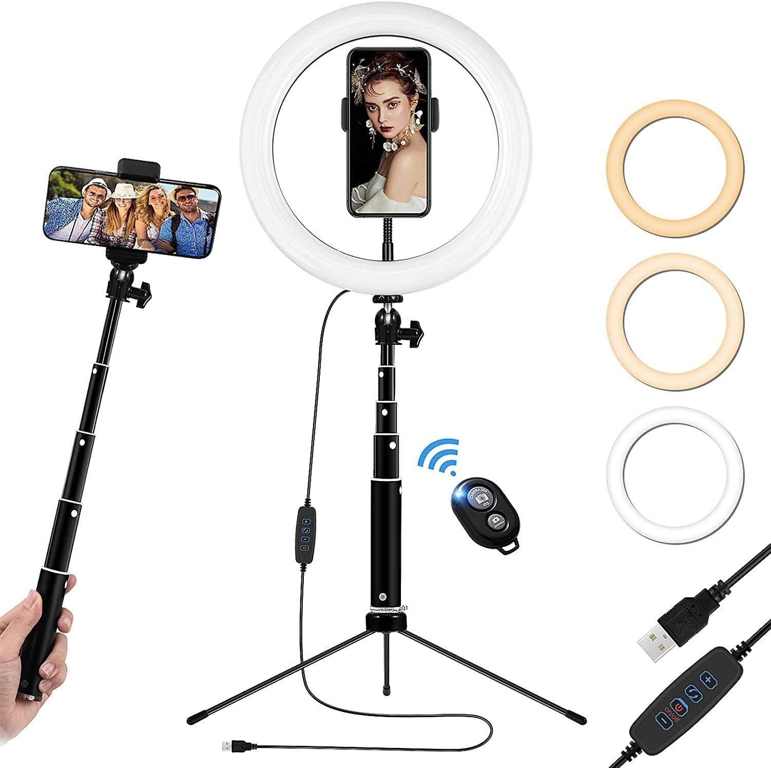 10 inch Ring Light with Stand and Phone Holder, Height