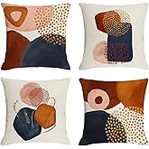 Jartinle Burnt Orange Abstract Throw Pillow Covers 18x18 Set of 4 Mid Century Modern Pillow Covers Geometric Minimalist Decor for Couch Home Decor