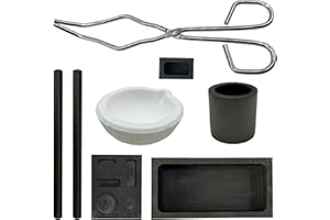 Woohome Graphite Torch Melting Casting Kit 8 PCS Melting Casting Mould Graphite Ingot Mould Quartz Crucible, Cylindrical Graphite, Tong for Melt, Graphite Crucible Stir Stick