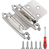 6 Pcs 1/2 inch Overlay Cabinet Hinges(Stain Nickel),Nickel Semi-Concealed Cupboard Hinges Face Mount Cabinet Door Hardware Se