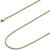 The World Jewelry Center 14k REAL Gold Solid 1mm, 0.8mm Braided Square Wheat Chain Necklace with Lobster Claw Clasp