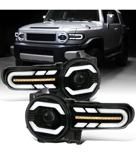 Headlight Assembly For 2007-2015 Toyota FJ Cruiser – Black Housing, Clear Lens (Pair)
