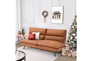 Hcore Futon Sofa Bed,Futon Couch Memory Foam Armless Futon Couch Bed,Sleeper Sofa Loveseat Convertible Couch for Small Spaces Compact Living Spaces,Apartment,Light Brown