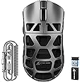 FELICON x Attack Shark R3 Wireless Gaming Mouse,PAW3395 26K DPI 8KHz Polling Rate,Magnesium Alloy 46g Ultralight,Programmable Tri-Mode BT/2.4G/Wired Computer Mice with Coiled Cable - Silver