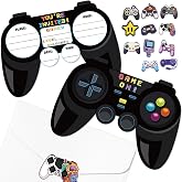 PTECDROTS 20Pcs Video Game Birthday Invitations Sets with Envelopes Black Party for Birthday Party Gaming Party Decorations, 6.7 x 4.7 Inch
