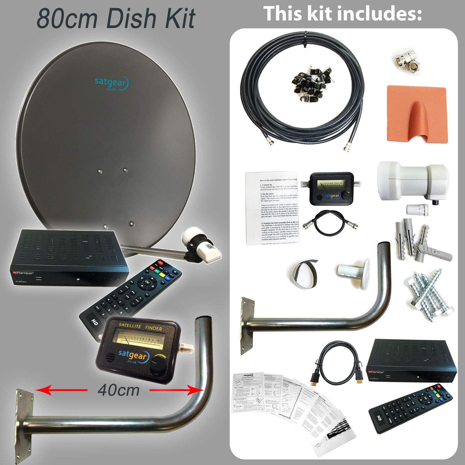 Satgear 80cm Satellite Dish Kit with Satfinder, Single Amazon.co.uk Electronics