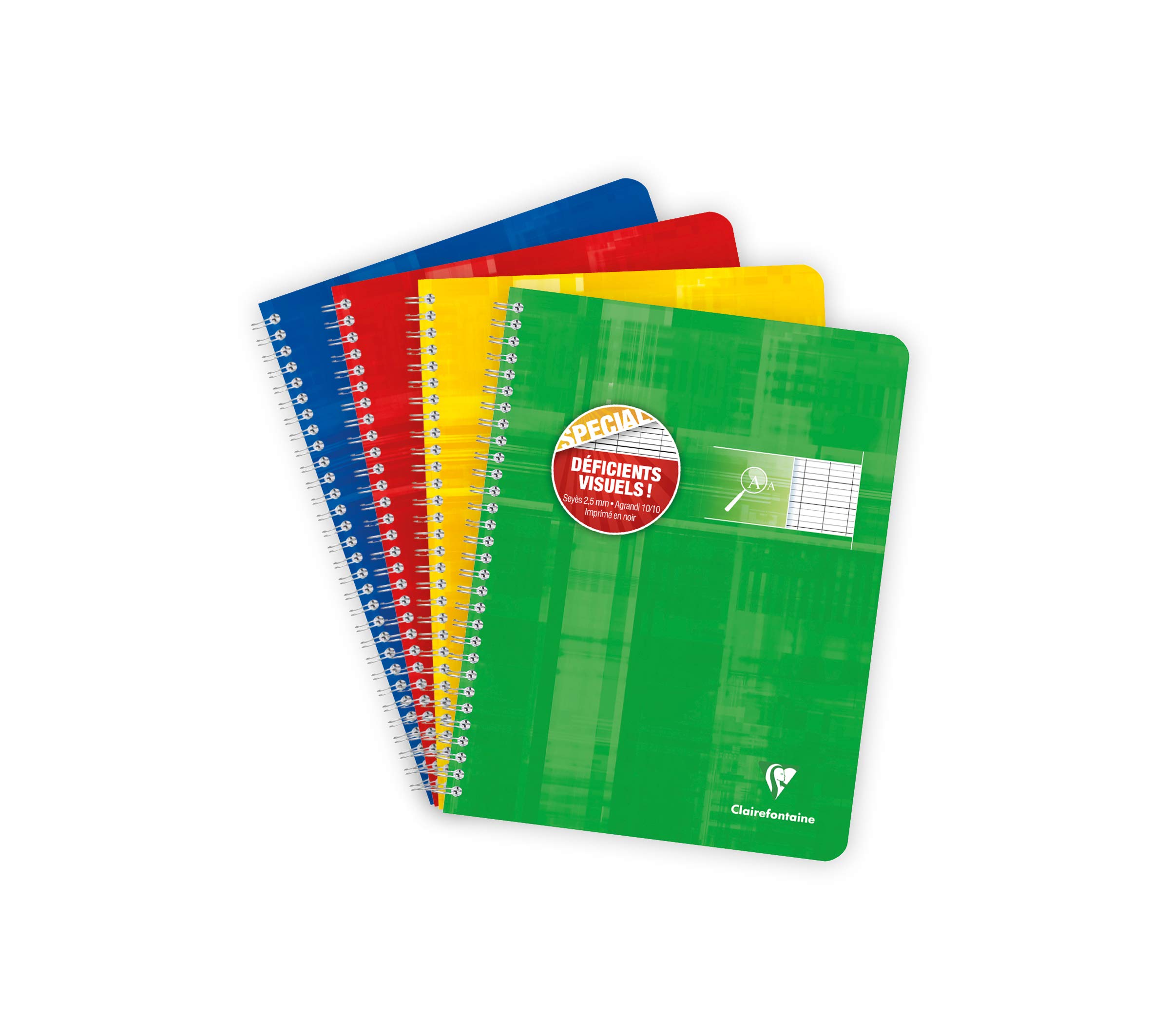 Clairefontaine 68796C A Spiral Notebook - 17x22cm - 100 Pages Large Enlarged Black Seyes Ruled 10/10 - White Paper 90 g - Laminated Card Cover - Random Colour