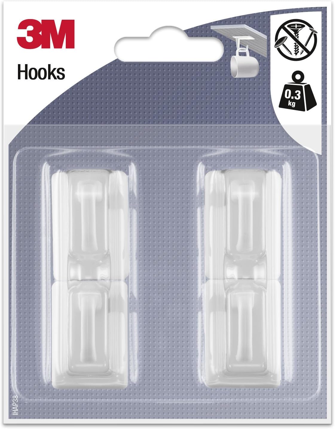 3M White Self Adhesive Cup Hooks - 4 Hooks