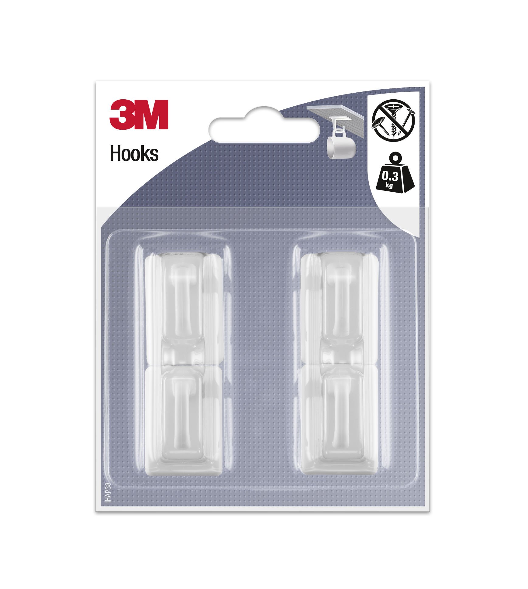 3M White Self Adhesive Cup Hooks – 4 Hooks