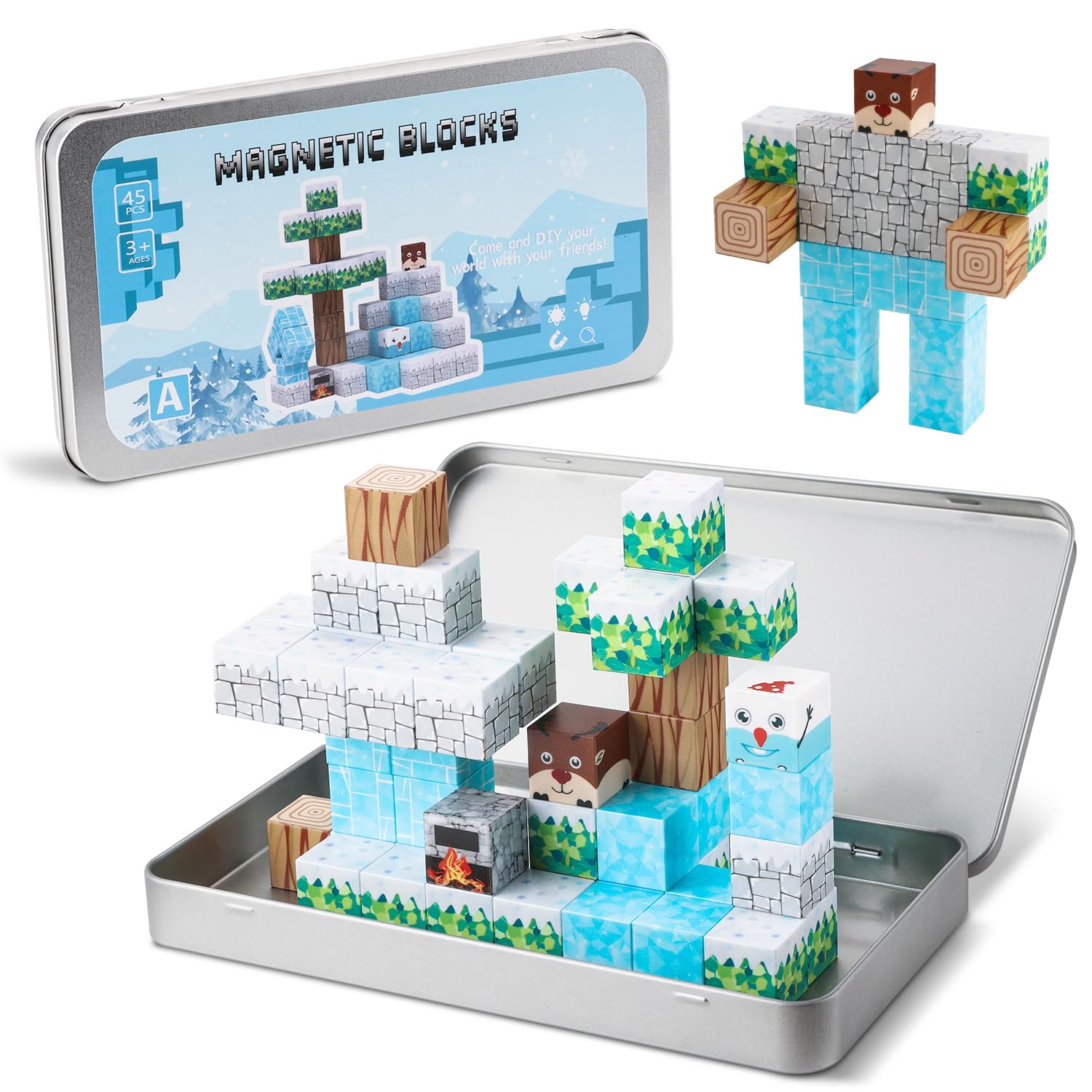 Photo 1 of *Missing Parts*
GleamJoy Mini Magnetic Blocks, Travel Magnet Building Toys for Kids, 45 PCS Magnetic Block Toys with Iron Box, Educational STEM Toys for Boy Girl Age 3 4 5 6 7 8 Years Old