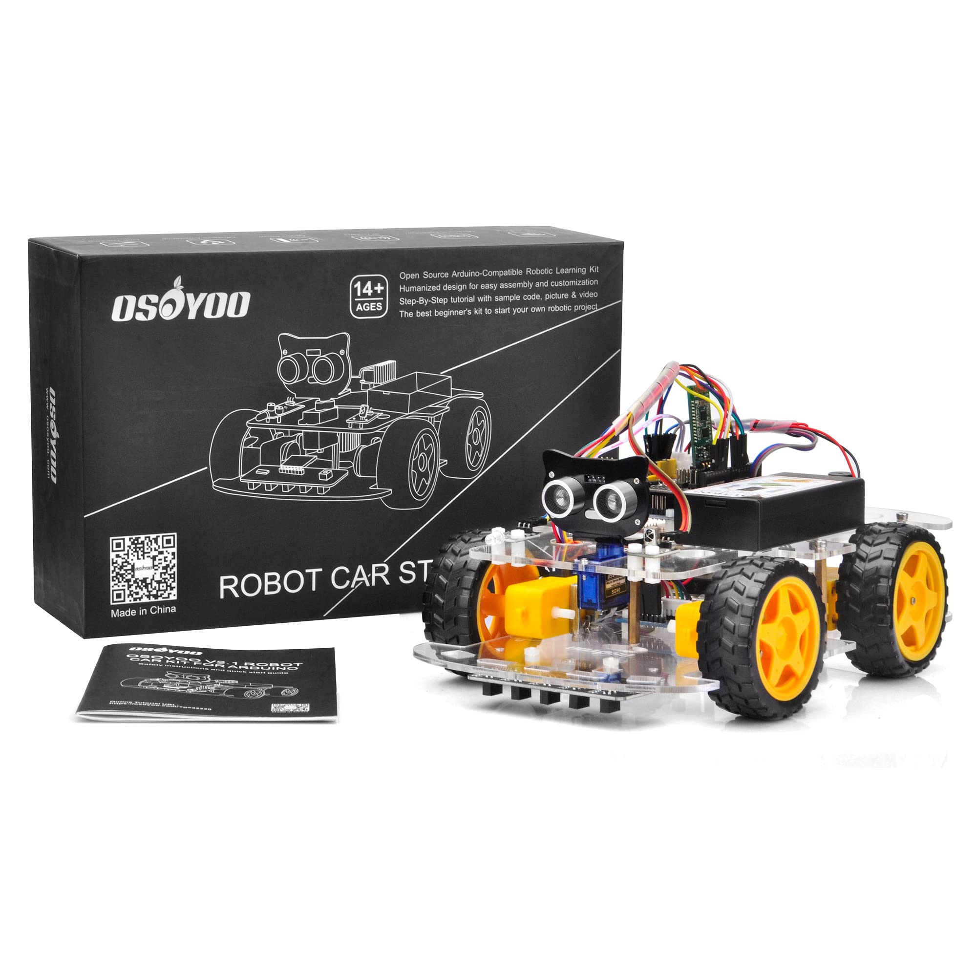 OSOYOO Robot Car Kit Compatible with Arduino – STEM Coding & Robotics Kit for Beginners and adult, WiFi App Control, Obstacle Avoidance, Line Tracking, Step-by-Step Tutorial