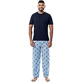 IZOD mens Short Sleeve Jersey Top and Printed Pants Pajama Sleep Set