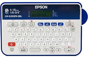 LABELWORKS Epson LW-K200PX-DBL Portable QWERTY Keyboard Label Maker for Home & Hobbies - Craft, Organize, and Personalize - Dark Blue Printer