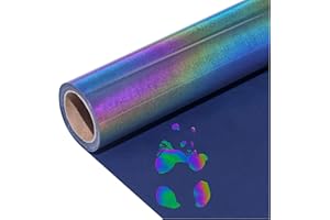 LUKGELYAM Reflective Heat Transfer Vinyl HTV Vinyl 12in x 6ft Reflective Rainbow Iron On Vinyl for T-Shirt Holographic Chameleon HTV for Cricut and Silhouette Cameo(Rainbow Reflective)