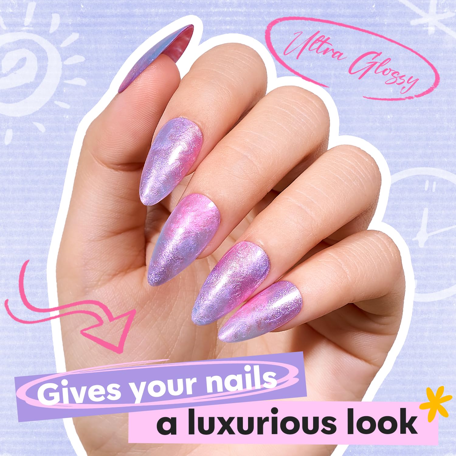 modelones Nail Polish Set, 6 Colors Spring Pearl Shimmer Pink Purple White Nail Polish Aurora Iridescent Green Quick Dry Mini Nail Polish Set 2025 Gift for Women Salon DIY Manicure Kit - Image 4