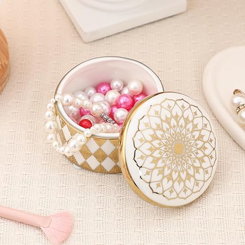 FOMIYES Ceramic Jewelry Box Glass Jewelry Box with Lid Glass Food
